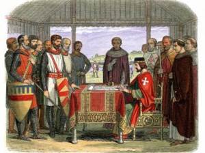 King John at Runnymede (1215) signing the Magna Carta