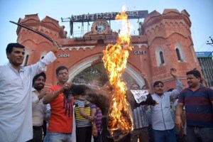 "Playing with fire? Photographer: NARINDER NANU/AFP/Getty Images"